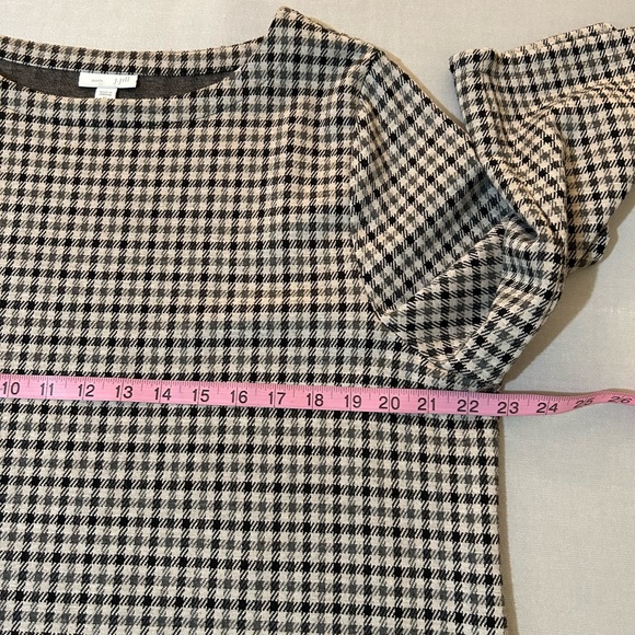 J Jill Tunic Size XL Petite Ponte 3/4 Sleeves Check Gray Black Brown - Picture 8 of 10